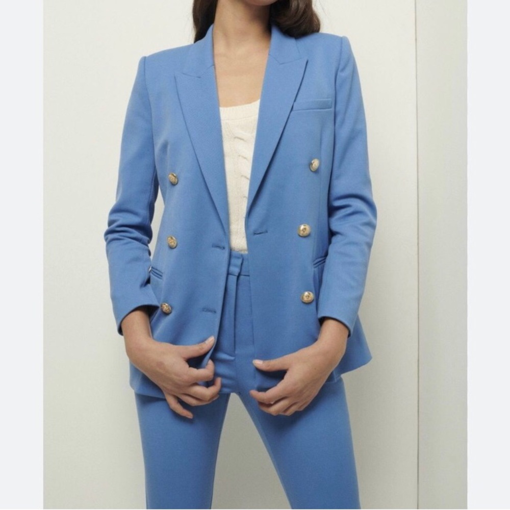 Derek Lam 10 Crosby Double Breasted Blue Blazer Jacket Size 0